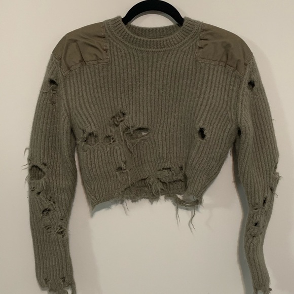 Yeezy Sweaters - RARE Yeezy season 3 distressed wool crop